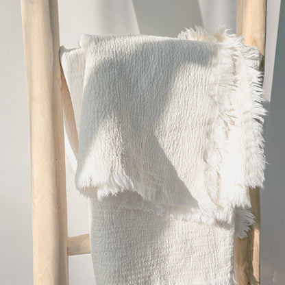 White Linen Throw Blanket