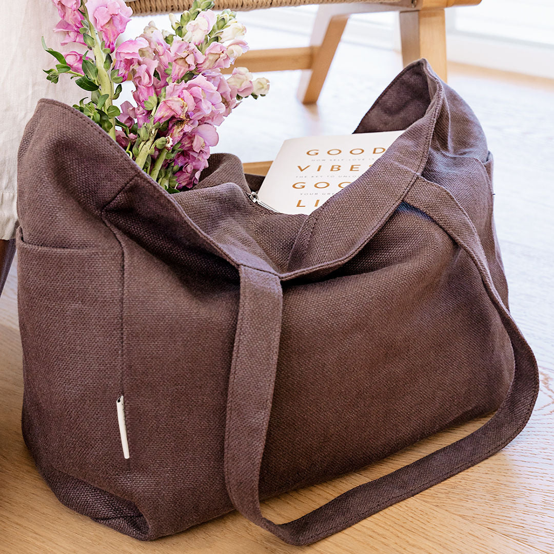 European Flax Linen Tote in Chocolate - sustainable everyday bag