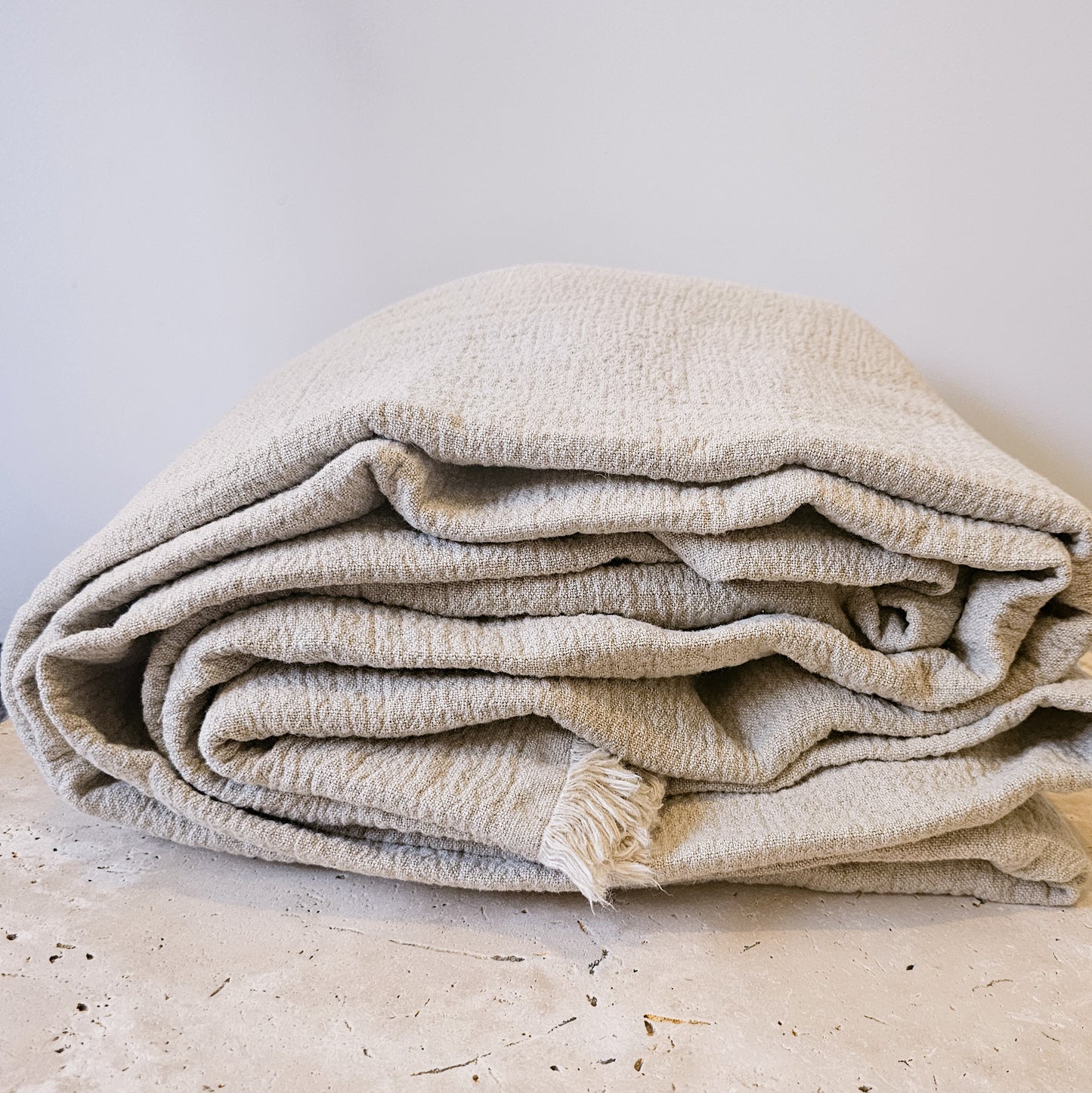 Natural Linen Throw Blanket